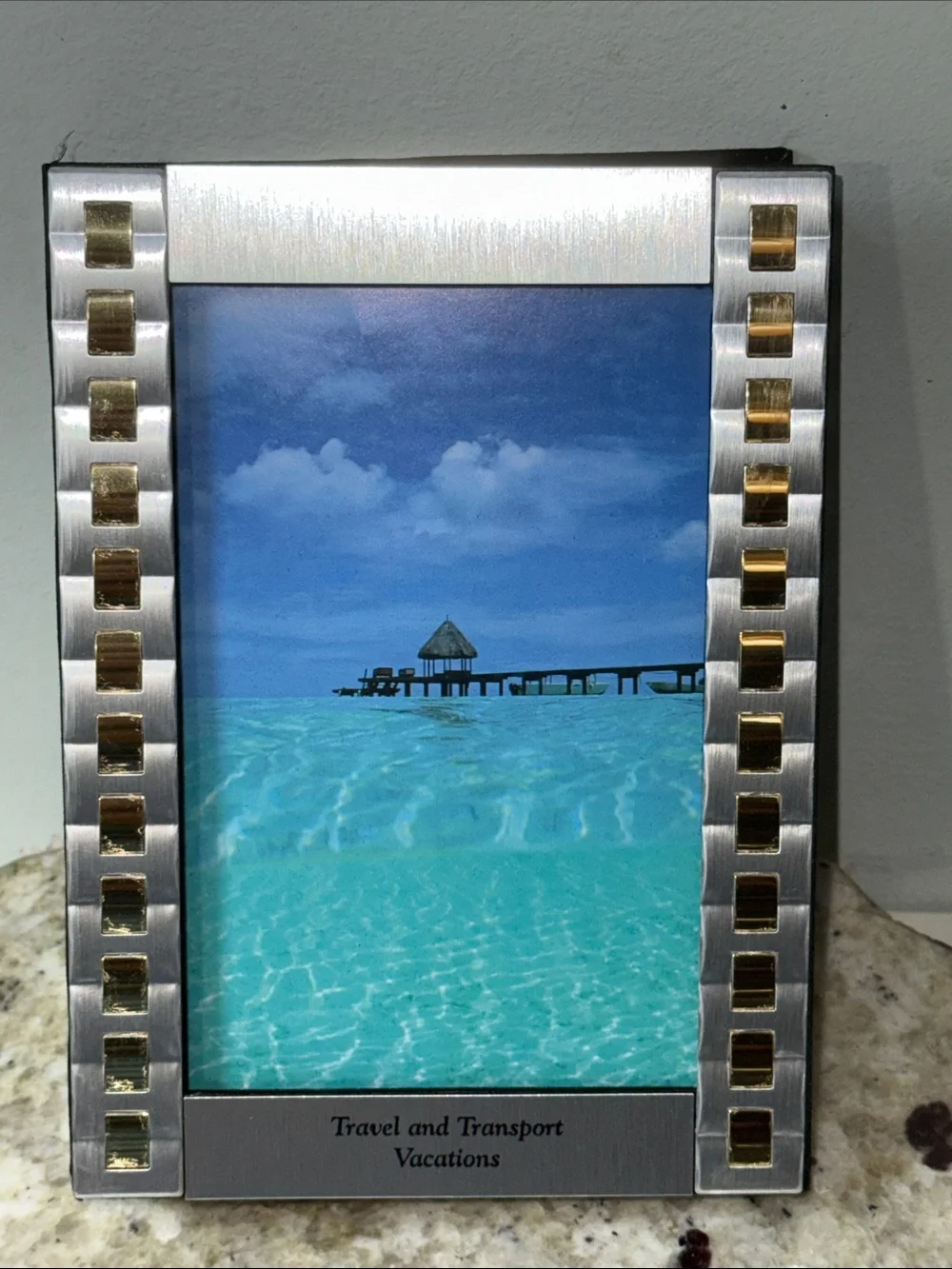 Elegant Silver & Gold Metal Frame Photo Album Vacation 100 4x6 Print 50 Page New